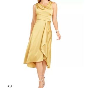 🆕 Taylor Asymmetrical Gold High Low Dress NWT